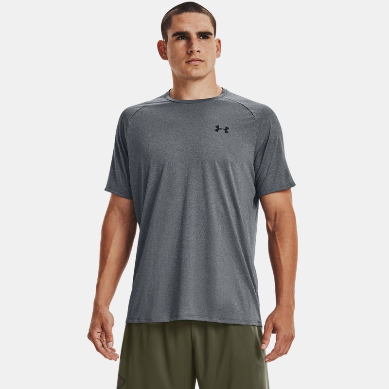 Tee-shirt texturé à manches courtes Under Armour Tech™ 2.0 pour homme Pitch Gris / Noir S